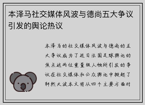 本泽马社交媒体风波与德尚五大争议引发的舆论热议